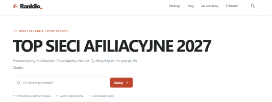 Najlepsze sieci afiliacyjne w 2027 wg Rankilo